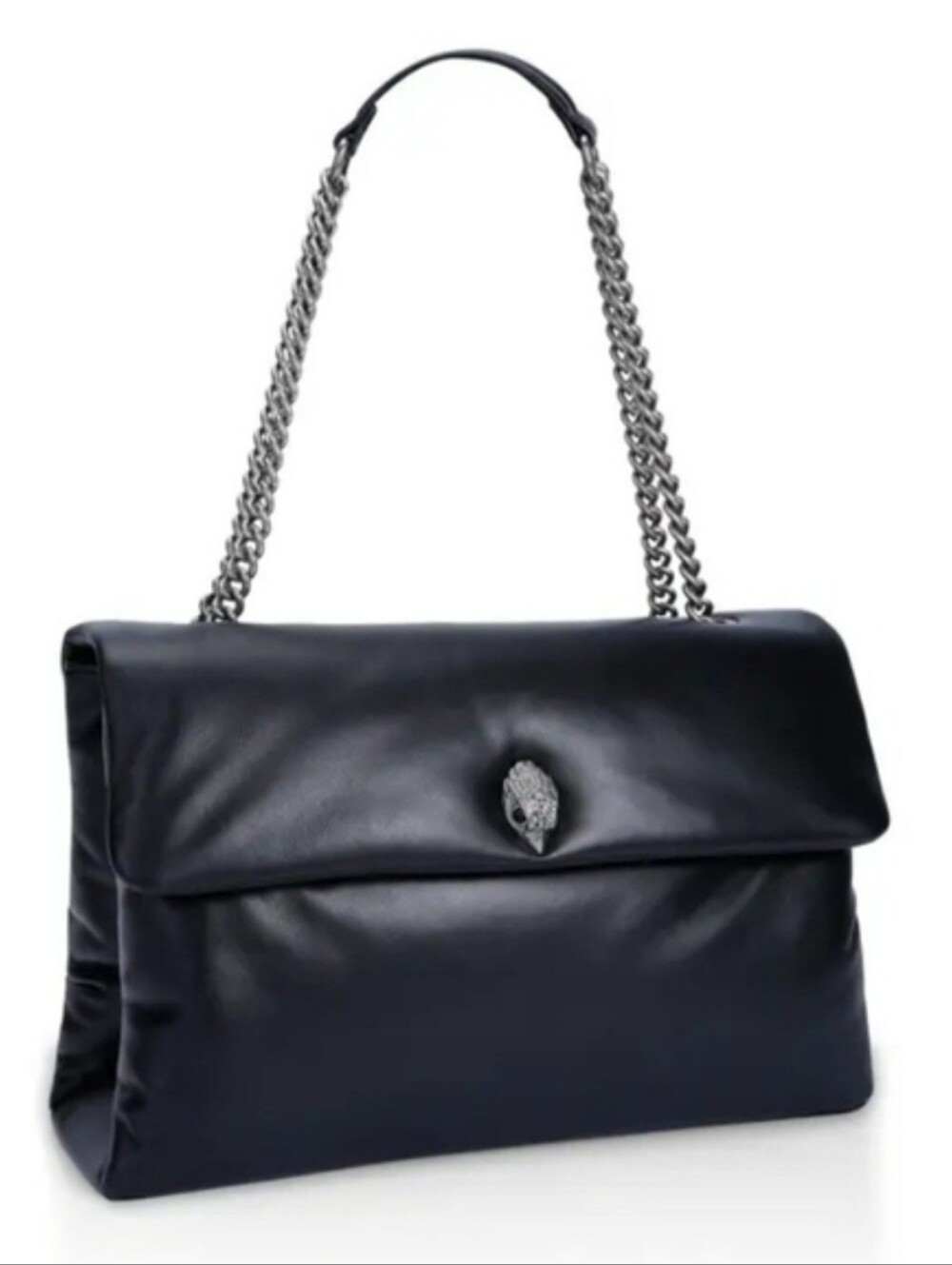 Kurt Geiger The Kew XXL Black Leather Chain-Handle Shoulder Bag